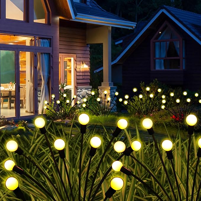 Solar Garden Lights Outdoor, 8 Pack 80 LED Solar Firefly Lights Waterproof, Sway by Wind, Swaying Light for Yard Patio Backyard Garden Planter Flower Bed Pathway Outdoor Decoration (Warm White)