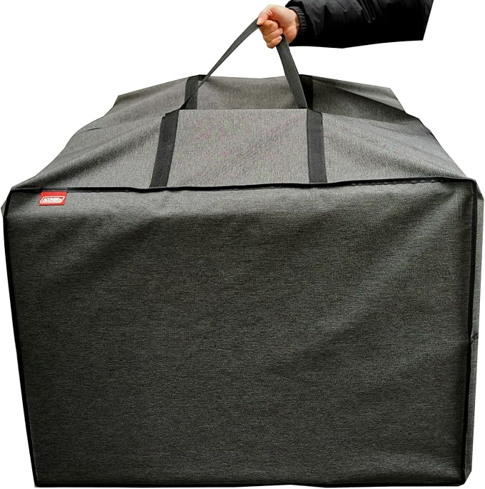 Outdoor Square Cushion Storage Bag, Protective Zippered Storage Bags with Handles, 32''L x 32''W x 24''H Dark Grey