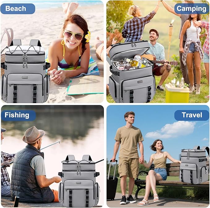 Weitars Insulated Cooler Backpack,Double Deck Waterproof Soft Cooler Bag,Backpack Coolers Leak Proof Lunch Backpack for Men Women for Travel,Camping,Picnic,Beach,Picnic,Outdoor 31L/52 Can