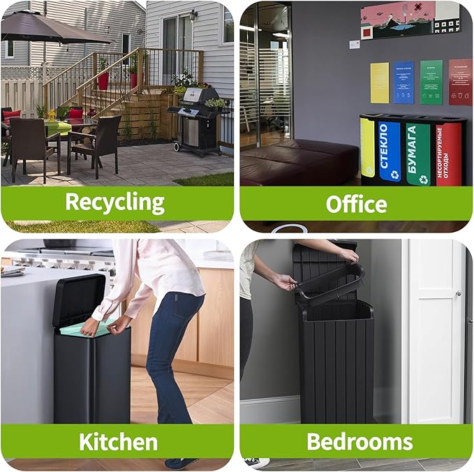 Kitchen Trash Bags 13 Gallon: Biodegradable Tall Kitchen Garbage Bags Strong Unscented Recycling Bags for Home/Office (Green, 80 Counts)