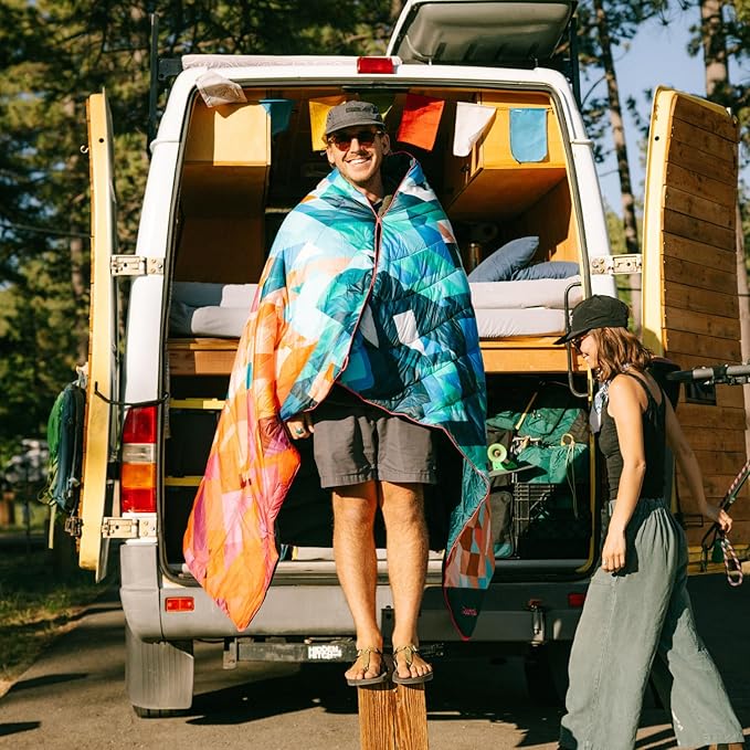 Rumpl Original Puffy Blanket - Warm, Water-Resistant Camping Blanket with 100% Recycled Synthetic Insulation, 52"x75", Original Puffy V2, Sierra Sunset Fade