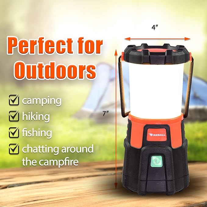 Blazin Fireball LED Camping Lantern - 1000LM Battery Powered Lanterns for Power Outages - Waterproof Light, 4 Modes, 20+ Hour Runtime