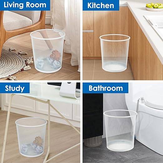 Office Mesh Trash Cans (10-Pack 6 Gal),Open Metal Wire Wastebaskets, Mesh Office Garbage Can, Waste Basket Trash Can for Near Desk,Recycling Garbage Container Bin for Home,School