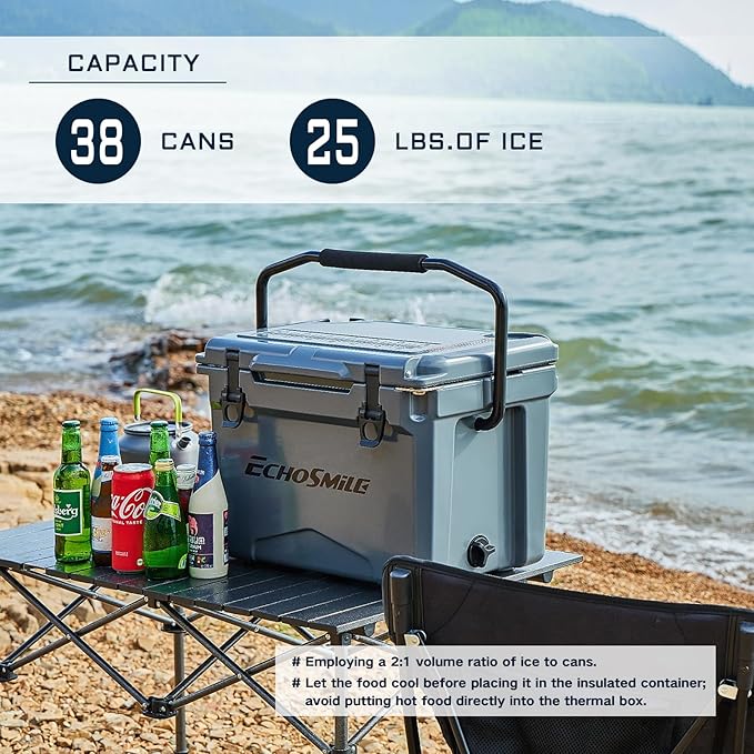 EchoSmile 25/30/35/40/60/75 Quart Rotomolded Cooler, Built to Stand up to The Rigors of The Journey