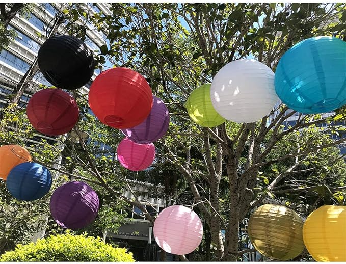 BEISHIDA 10Pcs White Paper Lanterns Decorative Chinese/Japanese Hanging Round Paper Lanterns Lamp for Birthday, Wedding, Christmas, Bridal, Home Decor, Party Decoration(Size of 4?? 6?? 8?? 10??