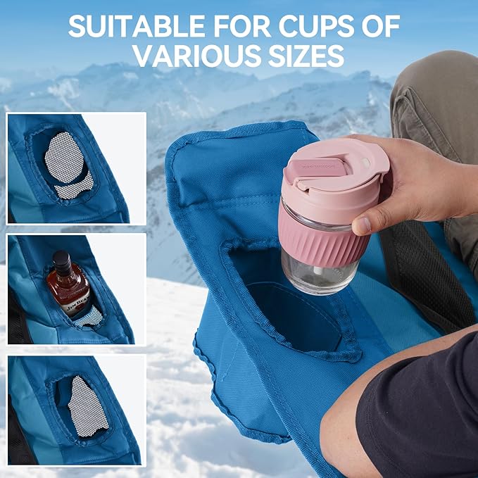 Double Camping Chairs Padded Loveseat Chair for 2 Person - Heavy Duty Oversized Camping Couch for Adults Outdoor Lawn Beach - Portable Folding Sofa with Cup Holders and Carry Bag, Bright Blue