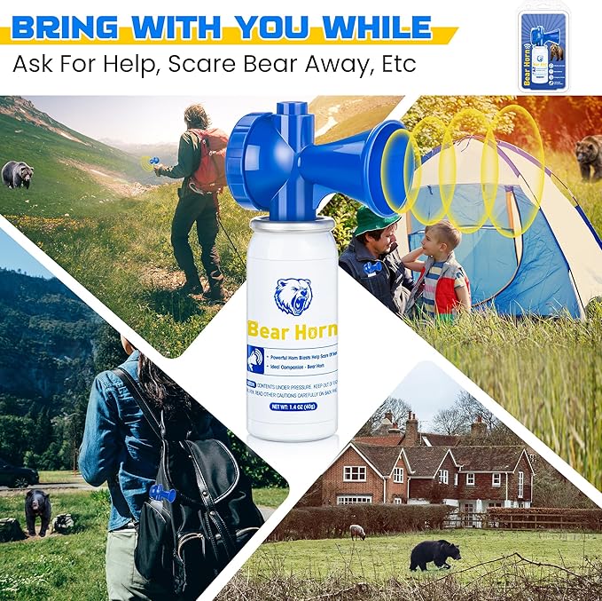 1.4oz Bear Horn Self Defense, Loud Air Horn for Wild Animals, 120dB Heard up to 1/2 Mile Away, Ideal for Hiking