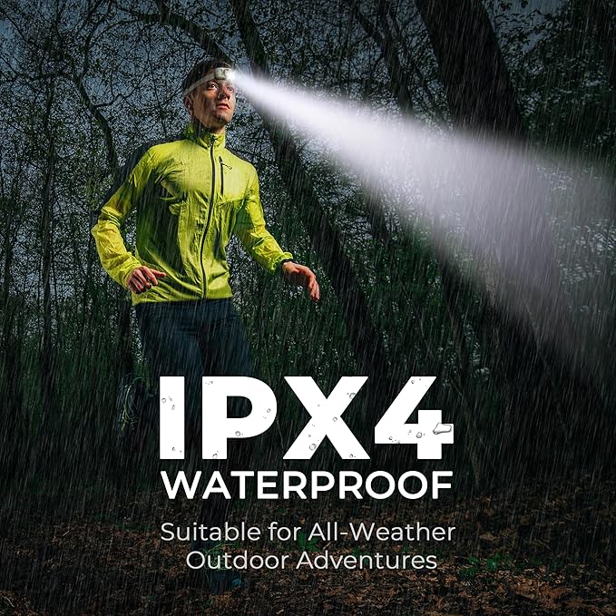 Rechargeable Headlamp Flashlight,12000 Lumens Super Bright LED Head Torches,Sensor Control, 6 Light Settings, IPX5 Waterproof & Lightweight, Ideal for Camping, Running & Hiking Outdoor (2, Beige)