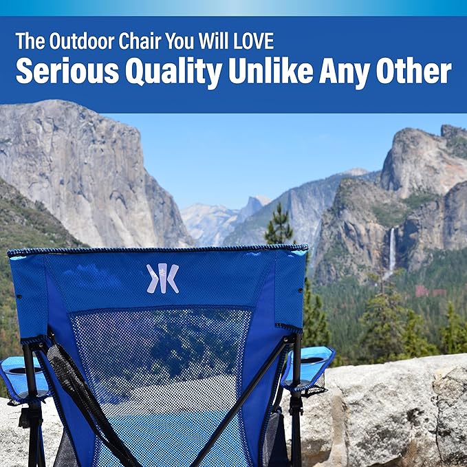 Kijaro Dual Lock Folding Camp Chair - Versatile Sports Chair With Locks Position for Outdoors - Cayman Blue Iguana