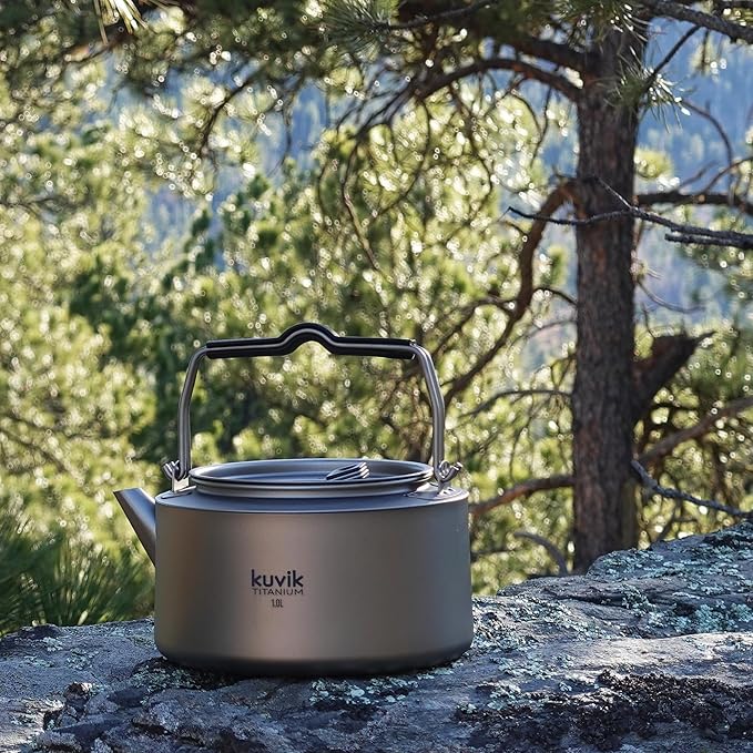 Kuvik Titanium Kettle 1.0L (33.8 oz) - Ultralight and Compact Kettle for Backpacking, Camping, and Home