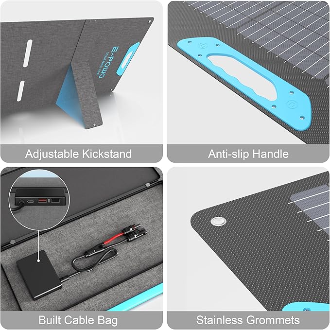 110W Portable Solar Panel for Power Station, 23.5% High Efficiency ETFE Foldable Solar Panels Charger, Fast Installation with Kickstands, IP67 Waterproof for RV, Outdoor Camping, Off Grid Blackouts
