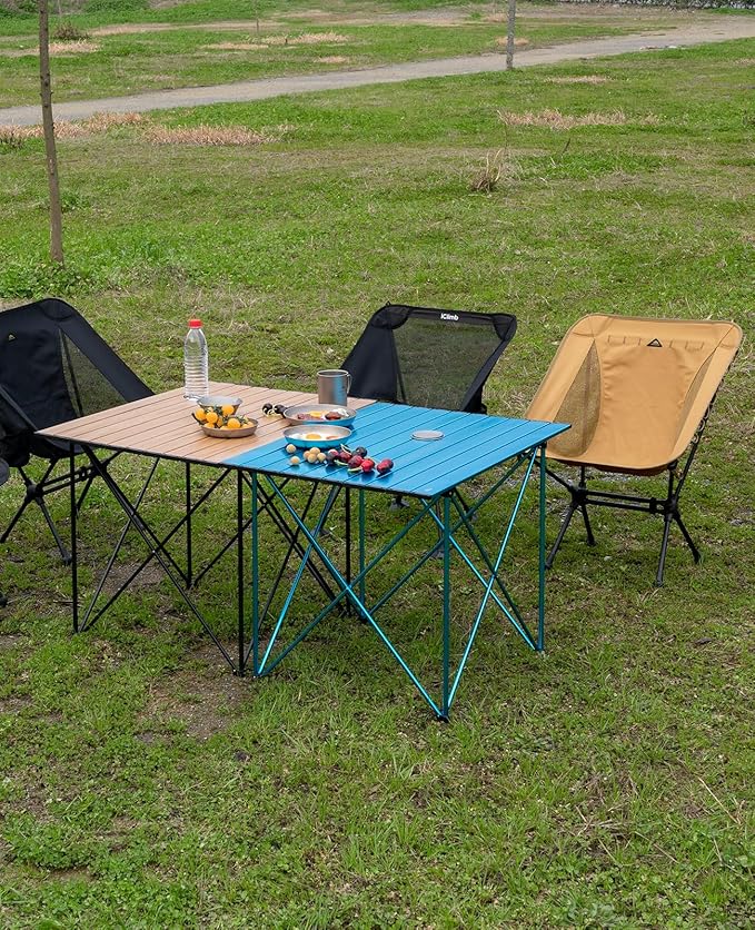 iClimb Ultralight Compact Camping Folding Table with Carry Bag (Reinforced Blue - XL)