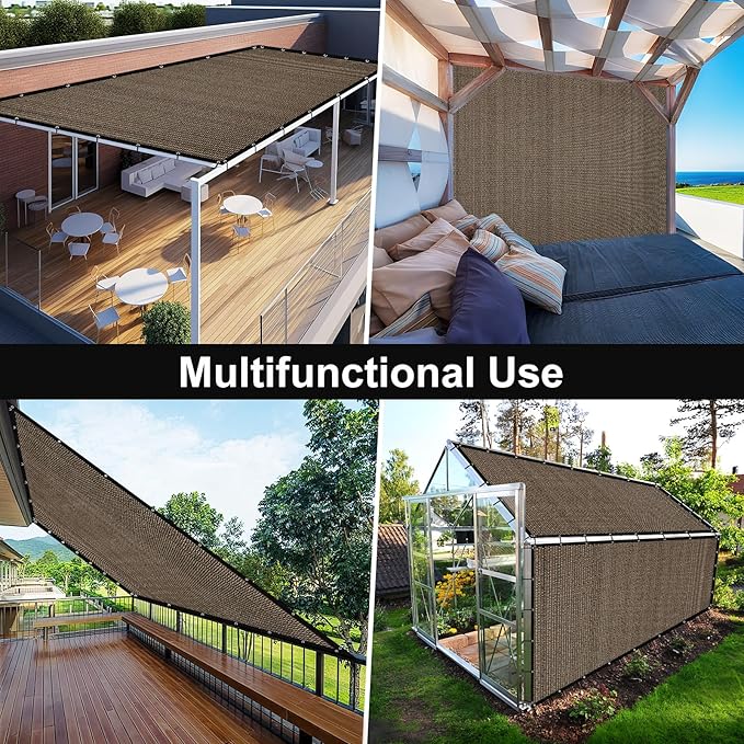 Artpuch 90% Sun Shade Cloth, 3 x 16 FT Pergola Shade Cover Canopy with Grommets, Sun Screen Fabric Tarp for Patio, Outdoor, Garden, Backyard, Mocha