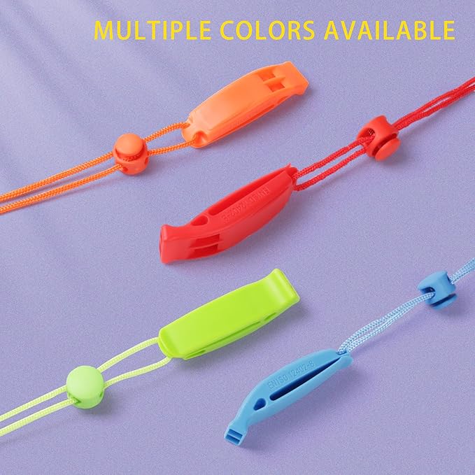 2-Pack Whistle Emergency Safety with Lanyards - High Decibel Survival Whistle for Life Jackets, Boating, Kayaking, Hiking, Hunting & Rescue