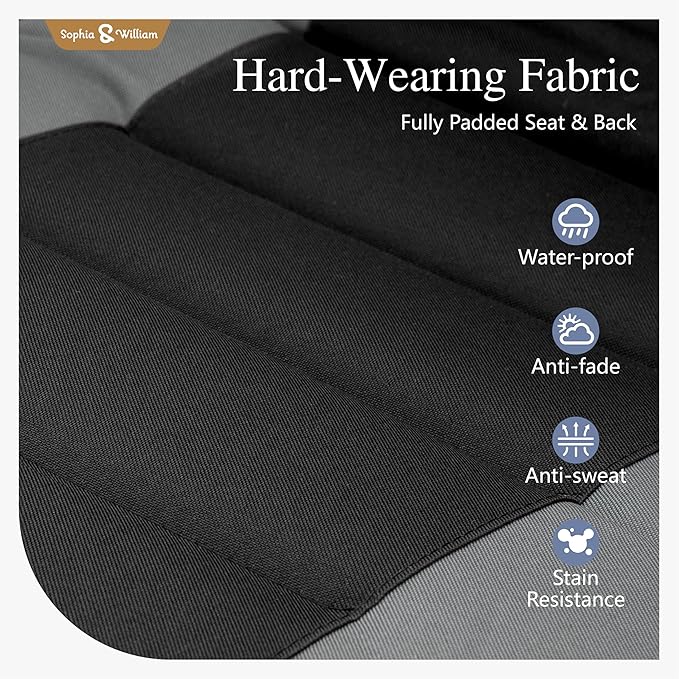 Sophia & William Oversized XL Zero Gravity Recliner Chair Set of 2 Padded, Folding Reclining Lounge Chair with Wide Armrest and Cup Holder, Support 400 LBS, Black