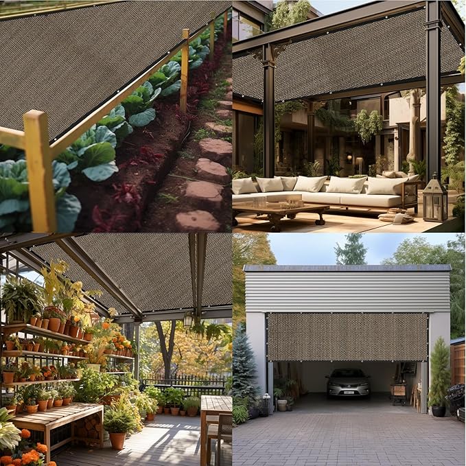 Artpuch 90% Sun Shade Cloth, 10 x 10 FT Pergola Shade Cover Canopy with Grommets, Sun Screen Fabric Tarp for Patio, Outdoor, Garden, Backyard, Mocha