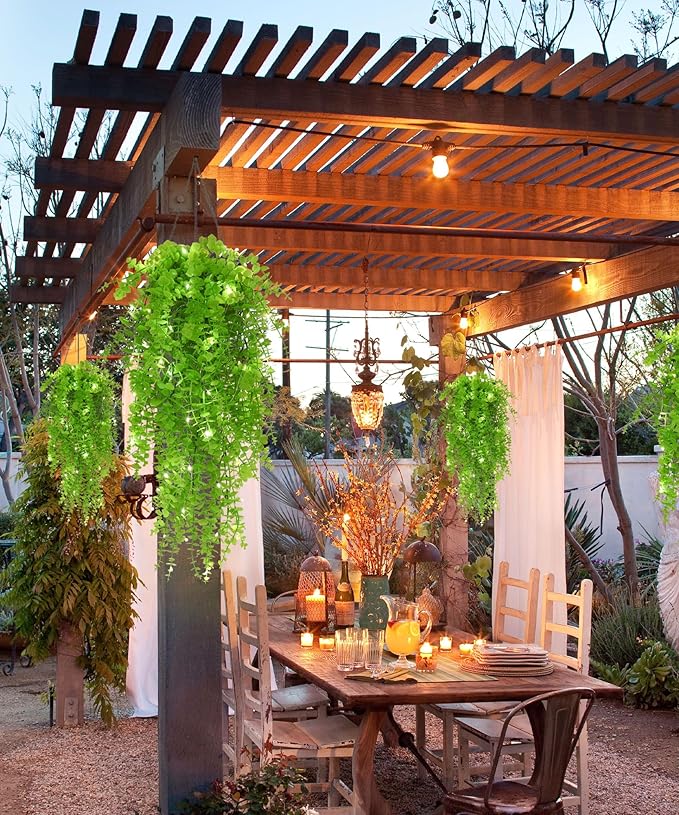 Artificial Hanging Plants Wall Decoration Faux Hanging Plants Indoor Fake Money Plants Hanging Plants Fake Plastic Plants for Indoor Bedroom Wall Home Garden Wedding Party Decorations(Light Green)