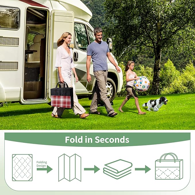 GENIMO Waterproof Outdoor Rug for Patio Clearance, 5'x8' Reversible Plastic Straw Rugs, Lightweight RV Camping Mat for Camper, Balcony, Deck, Backyard, Picnic, Red & White