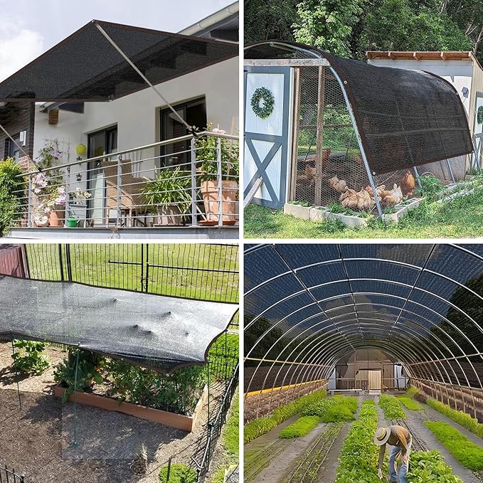 Shade Cloth - 70% Garden Shade Mesh Net with Grommets Outdoor Sun Shade Cover for Plant Pergola Patio Greenhouse Chicken Coop(8x16ft)