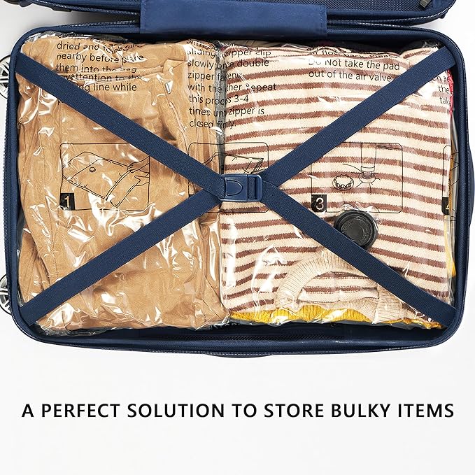 Vacuum Storage Bags 8 Combo, (2 Jumbo, 2 Large, 2 Medium, 2 Small) Space Saver Bags with Travel Hand Pump, Compression Airtight Sealer Bags for Clothes, Pillows, Comforters, Blankets