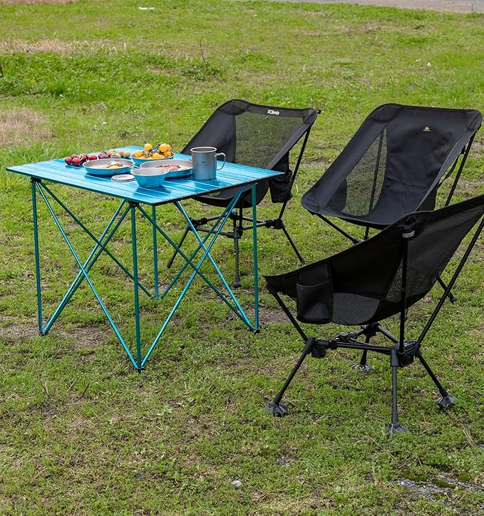 iClimb Ultralight Compact Camping Folding Table with Carry Bag (Reinforced Green - XL)