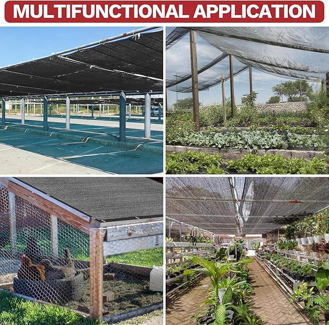 ShadeMart 70% Shade Cloth, Black 12FT x 16FT Shade Cover with Upgrade Grommets and Zip Ties, Sunblock Net for Garden Greenhouse Carport Chicken Coop, Dog Kennel, Pergola (We Make Custom Size)