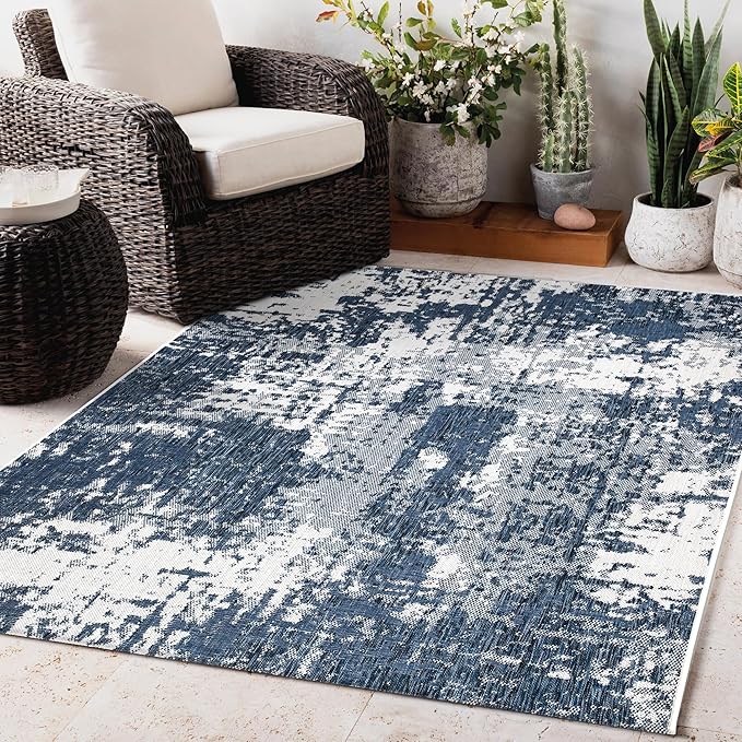 Keen Home Design Terrace Outdoor Area Rug - 8x10 Washable Indoor/Outdoor Rug for Patio, Kitchen, Balcony, Beach, Garden, Deck and Porch, Size: 7'7"x10'