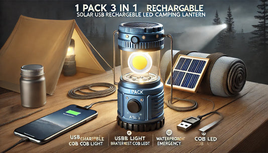 3-in-1 Solar & USB Rechargeable Lantern