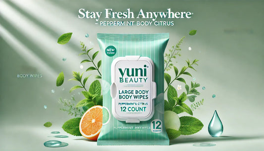 Stay Fresh Anywhere: YUNI Beauty Large Body Wipes – Peppermint Citrus (12 Count)