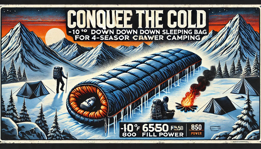 Conquer the Cold: -10 °F Down Sleeping Bag (800/650 Fill Power) for 4-Season Camping