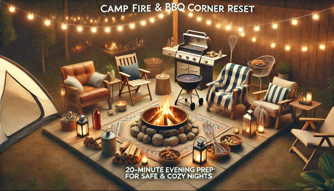 Camp Fire & BBQ Corner Reset: 20-Minute Evening Prep for Safe & Cozy Nights