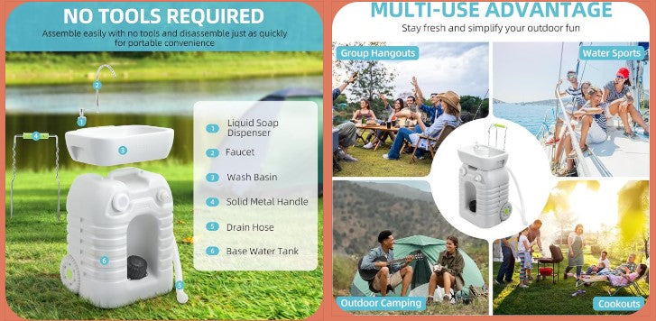 Stay Clean Anywhere: YITAMOTOR Rolling Portable Camping Sink (45L)
