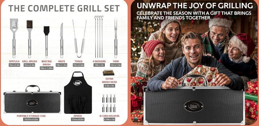 The Ultimate Grill Master Gift: Kaluns 21-Piece Stainless Steel BBQ Tool Set with Case & Apron