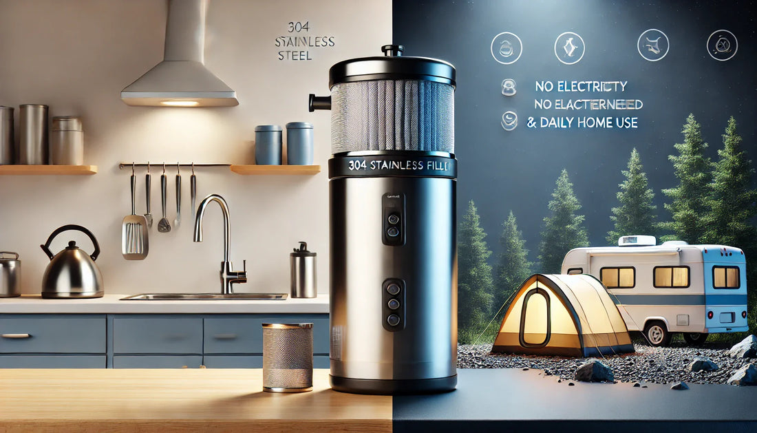 304 Stainless Steel Gravity Filter for Camping, RVs & Daily Home Use