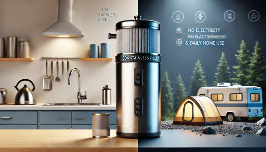 304 Stainless Steel Gravity Filter for Camping, RVs & Daily Home Use