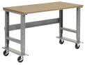 Global Industrial Mobile Adjustable Height Workbench, Shop Square Edge, 60" W x 36" D, Gray