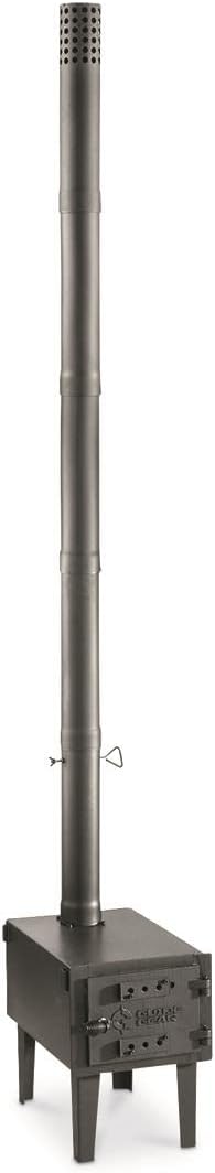 Guide Gear Outdoor Wood Burning Stove; Portable with Chimney Pipe for Cooking and Camping