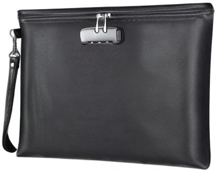 Fireproof Document Bag with Lock, ZOOPIP 14.3"x10.2" Fireproof and Waterproof Money Bag with Zipper Closure, Storage Pouch for A4 Letter Size Document, Cash, Cell Phone, Tablet, Credit Card,Passport
