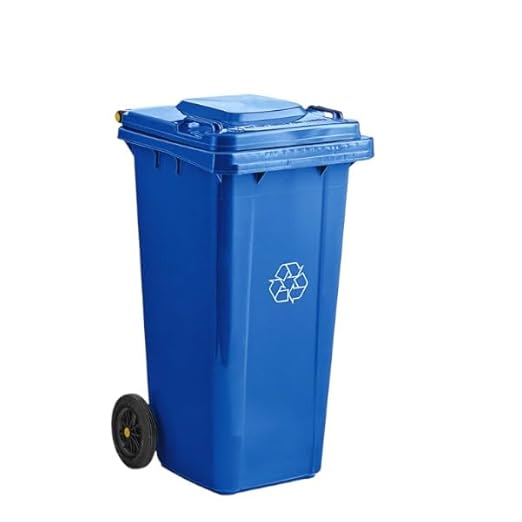 PRO&Family Wheeled Outdoor Trash Can Garbage Can Garage Trash Can for Restaurants/Hospitals/Offices/Back of House/Warehouses/Home (Blue, 32 Gallon)