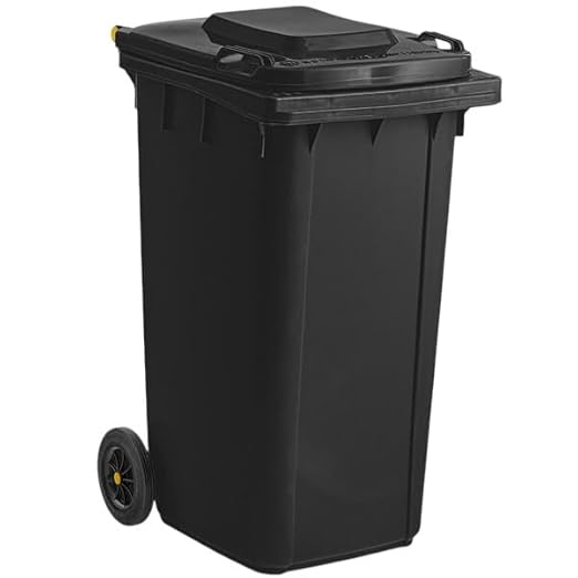 PRO&Family Wheeled Outdoor Trash Can Garbage Can Garage Trash Can for Restaurants/Hospitals/Offices/Back of House/Warehouses/Home (Black, 50 Gallon)