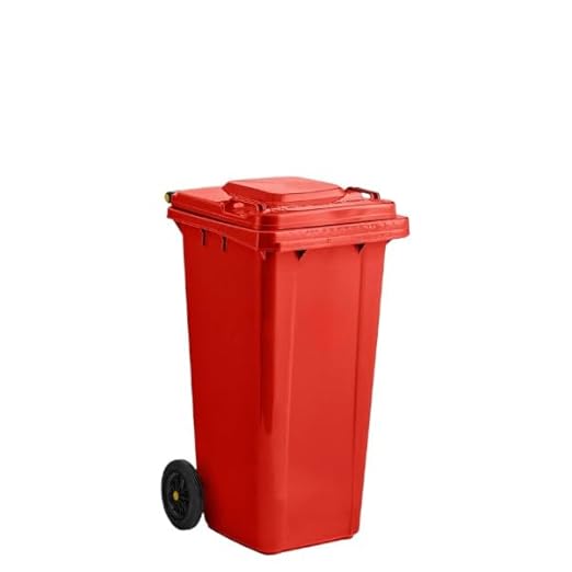 PRO&Family Wheeled Outdoor Trash Can Garbage Can Garage Trash Can for Restaurants/Hospitals/Offices/Back of House/Warehouses/Home (Red, 32 Gallon)