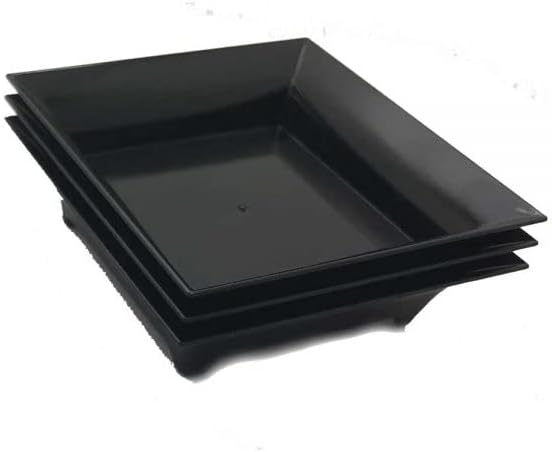 720 Pack Tiny Square Black Plastic Tray Mini Appetizer Plates for Party Mini Serving Tray Small Appetizer Serving Sauce Dish Black Disposable Dessert Plates for Weddings and Events CMJJ