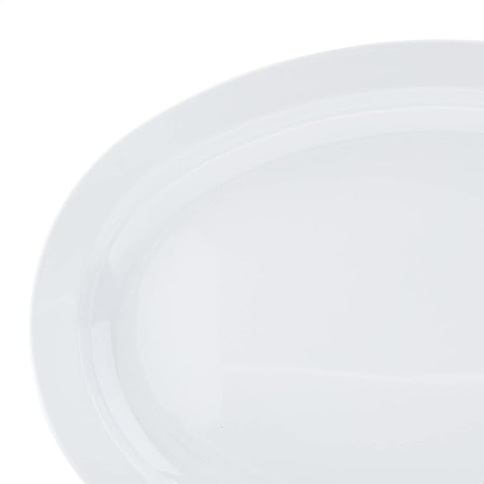 Amazon Basics Melamine (Plastic )Oval Platter Narrow Rim, 6 Piece Set, 13 in x 9.75 in, White (Previously AmazonCommercial brand)