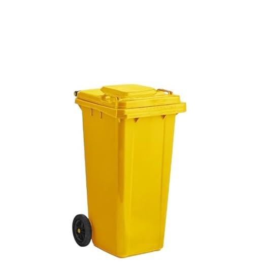 PRO&Family Wheeled Outdoor Trash Can Garbage Can Garage Trash Can for Restaurants/Hospitals/Offices/Back of House/Warehouses/Home (Yellow, 32 Gallon)