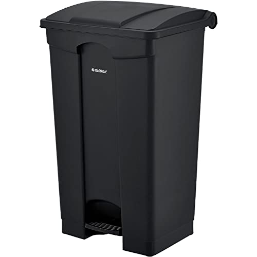 Global Industrial Plastic Rectangular Step On Trash Can, 23 Gallon, Black
