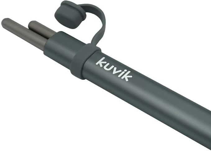 Kuvik Titanium Chopsticks with Gray Carrying Case - Ultralight and Reusable Chopsticks for Camping