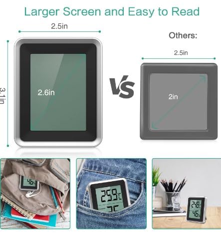 LABO Muli-Functional Digital Thermometer Hygrometer Large Display Digital Hygrometer Black Silver