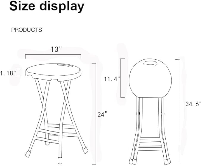24-Inch Folding Stool with Handle, Folding Bar Stool with Non-Slip Feet,Folding Chair,Indoor and Outdoor Foldable Stool for Adults,500 lbs Capacity,Kitchen,Game Room(13"×11.5"×24")