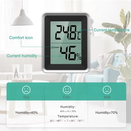LABO Muli-Functional Digital Thermometer Hygrometer Large Display Digital Hygrometer Black Silver
