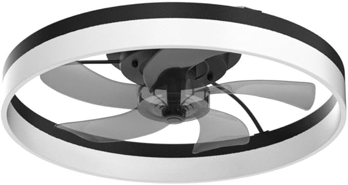 VOLISUN Low Profile Ceiling Fans with Lights and Remote, Fandelier Ceiling Fan Flush Mount, 3000K-6500K Smart Bladeless LED Fan Light, Black Modern Ceiling Fans with Lights for Bedroom